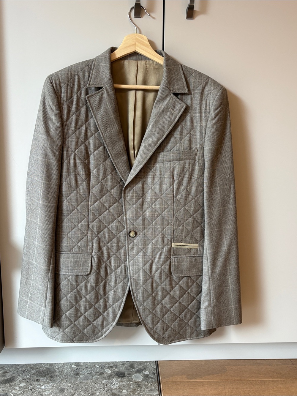 Circle of Gentlemen - Quilted Windowpane Blazer - Light Beige